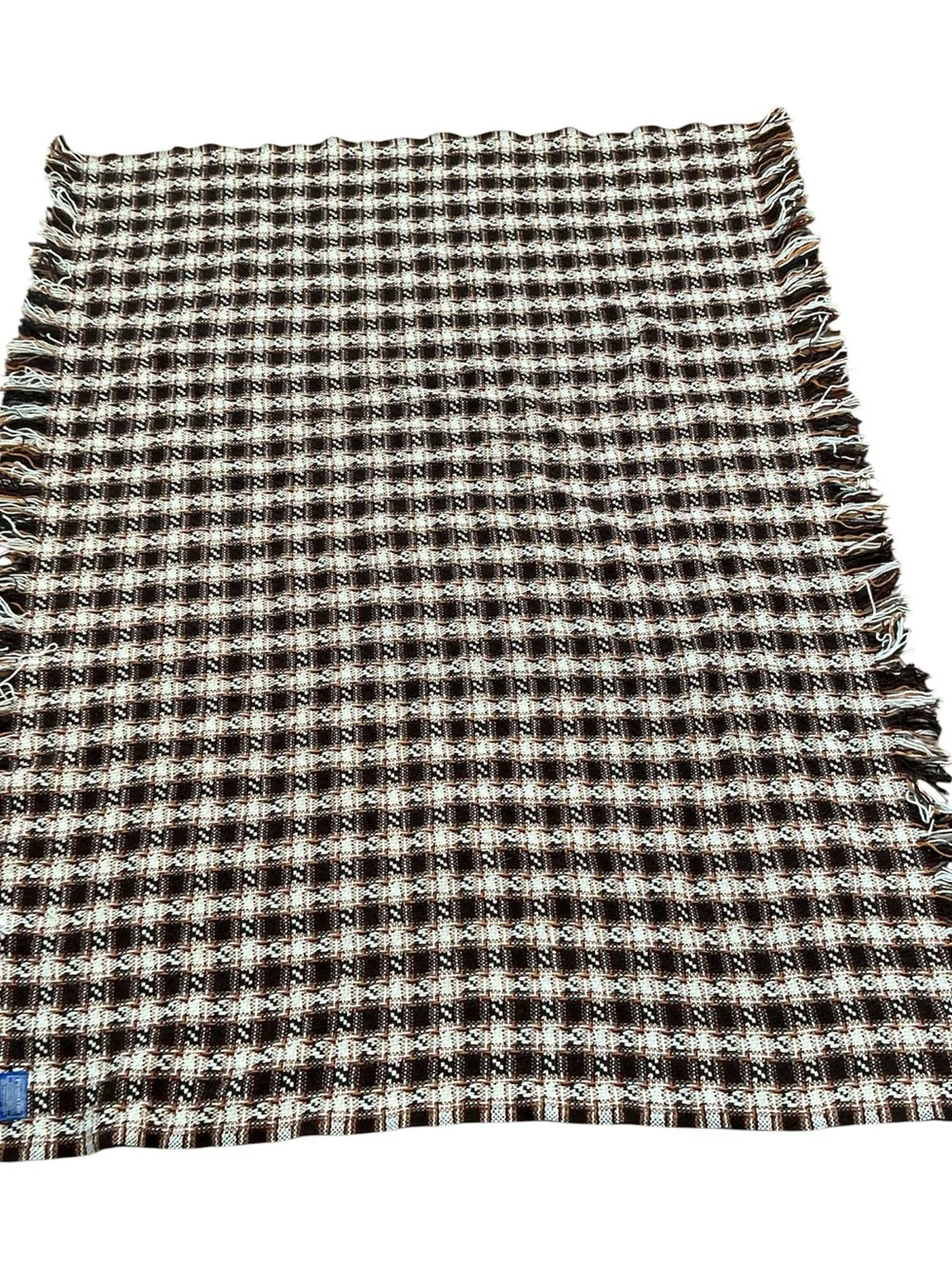 Vintage Pendleton 70s 100% virgin wool textured throw blanket 46 x 65 USA made